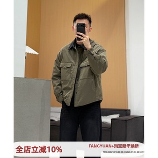 翻领外套2025冬季 式 潮流休闲保暖防寒上衣 衬衫 高端拼接羽绒服男士