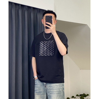 2025夏季新款格子刺繡圓領(lǐng)T恤男
