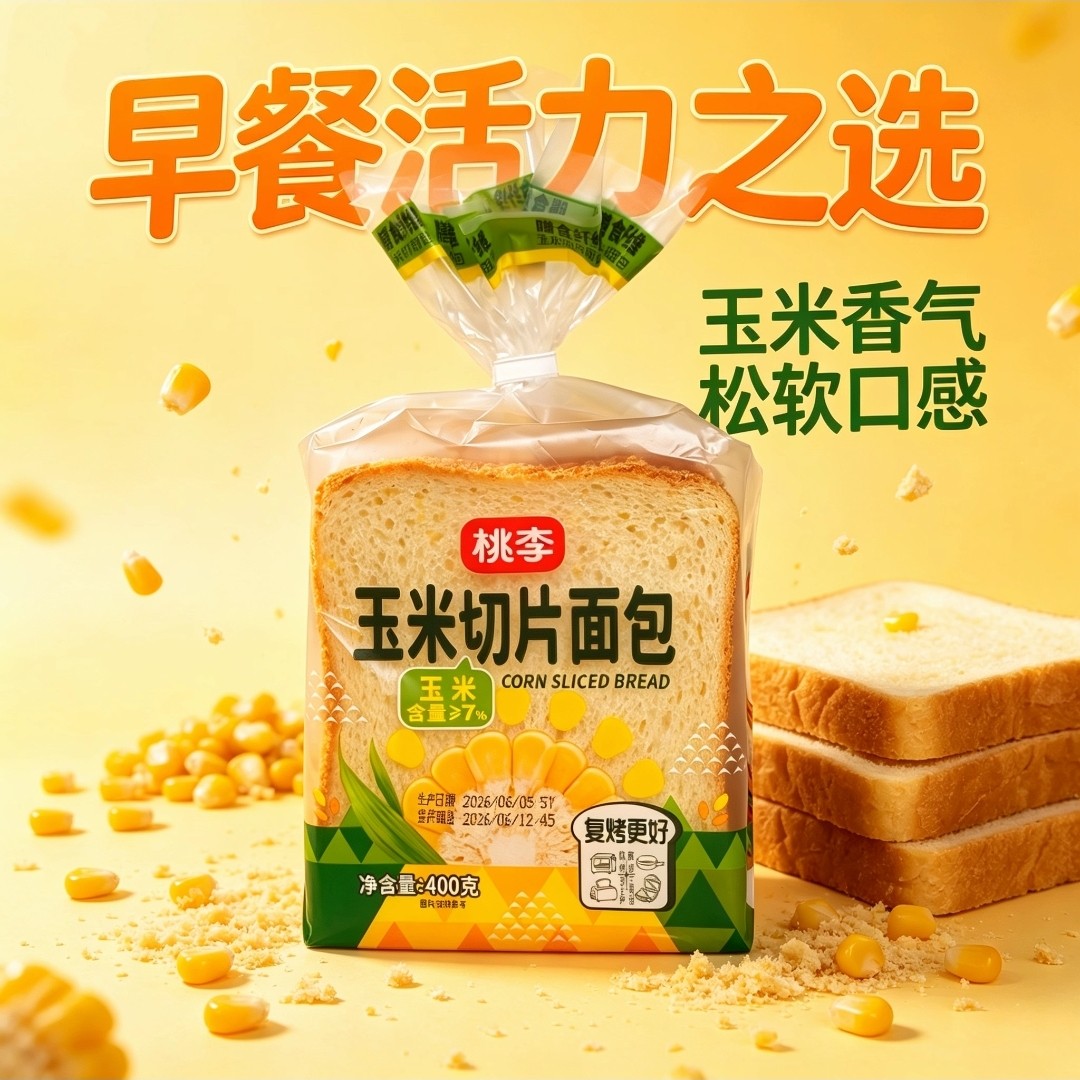 桃李玉米切片吐司面包松软饱腹早餐学生切片代餐三明治面包片短保图片