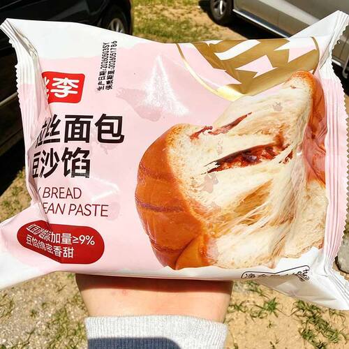 桃李拉丝面包豆沙馅夹心手撕面包早餐饱腹充饥休闲零食品宿舍办公