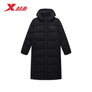 特步中长款鸭绒羽绒服男士冬季新款加厚保暖运动外套976429640099