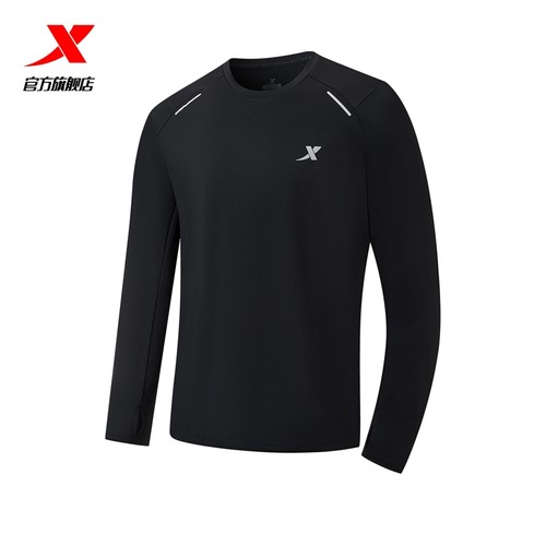 特步跑步长袖T恤男2025年新款春季训练针织运动上衣975129030166
