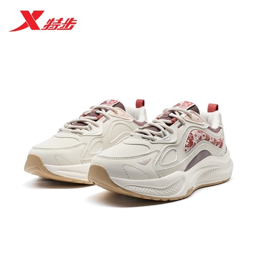 特步弥繁CNY休闲鞋女2024新年款情侣鞋子轻便老爹鞋975118320027