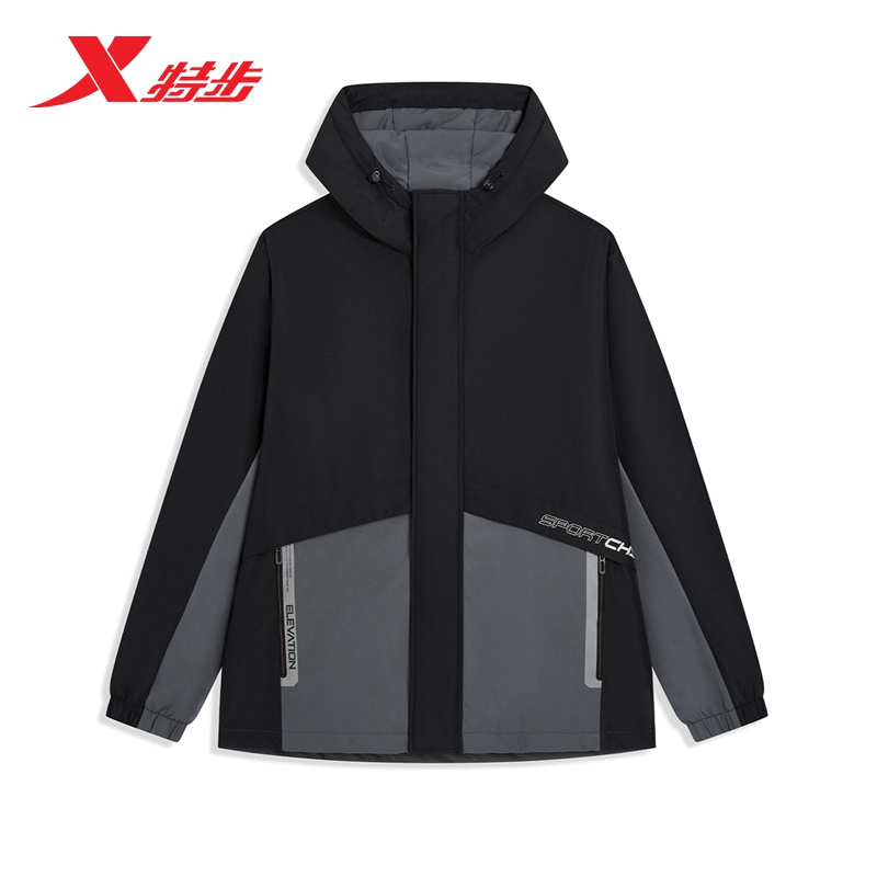 特步未来构想棉服男秋冬季新款潮流拼色保暖棉衣外套976429170253