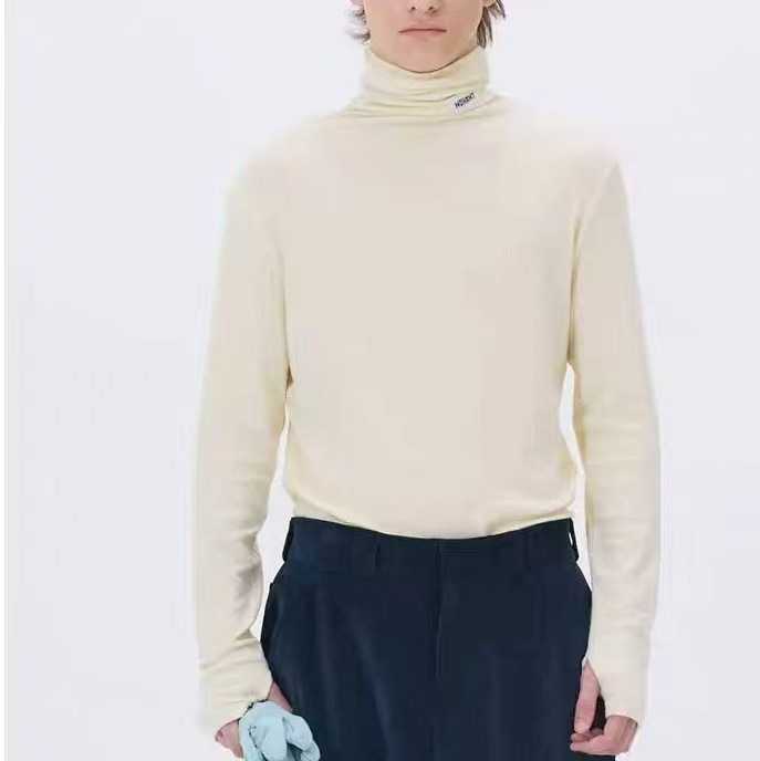 ~~~~~韩国小众 25新款 简约贴布字母高领堆堆领长袖打底衫T恤