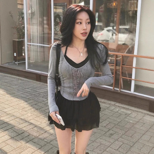 ~~~~~韩国小众 25新款 甜美百搭纯欲风高腰蛋糕短裙半身裙裤