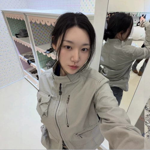 韩国东大门 yeon同款美式百搭日系机能风工装夹克外套