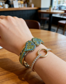 包邮 满100 欧美复古独家孤品 双心春天气息弹簧开合硬性满钻手镯