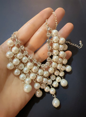 玻璃珍珠有重感沉手温润光泽感强低奢感宴会聚会晚宴短项链好质感