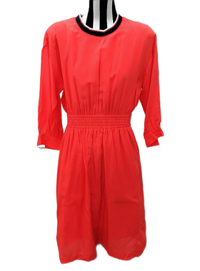 MO@CO. 摩安科100%桑蚕丝连衣裙正红色纯真丝长袖中裙