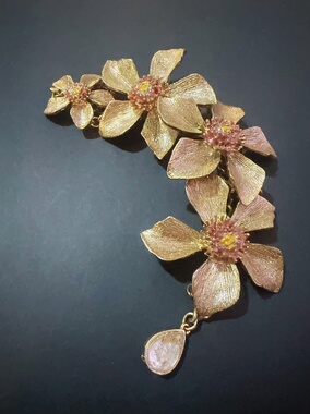 金色紫金花夸张手链小众设计感复古孤品设计师手作