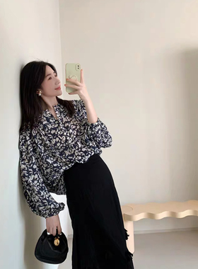 法国isab@el衬衫brunille专柜正品宽松肥大款领水标剪黑白花显瘦