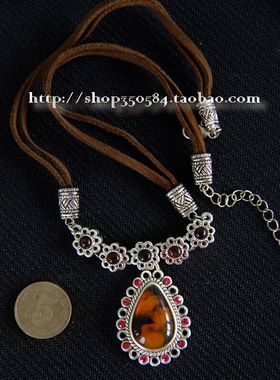 古典大方浮雕琥珀独家孤品牛皮绳