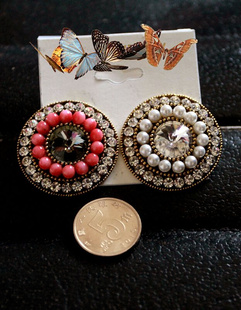 左右不对称 鸳鸯耳环 宫廷风超闪质感耳钉[欧美复古首饰独家孤品]