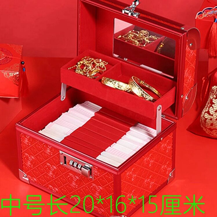 陪嫁红色饰品盒压箱礼箱婚嫁箱图片