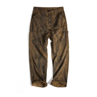 VIVIIVII Smokestack 重水洗做旧黄泥煤渍法工牛仔裤 宽松直筒版