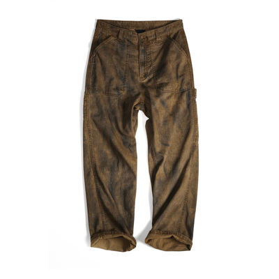 VIVIIVII Smokestack 重水洗做旧黄泥煤渍法工牛仔裤 宽松直筒版