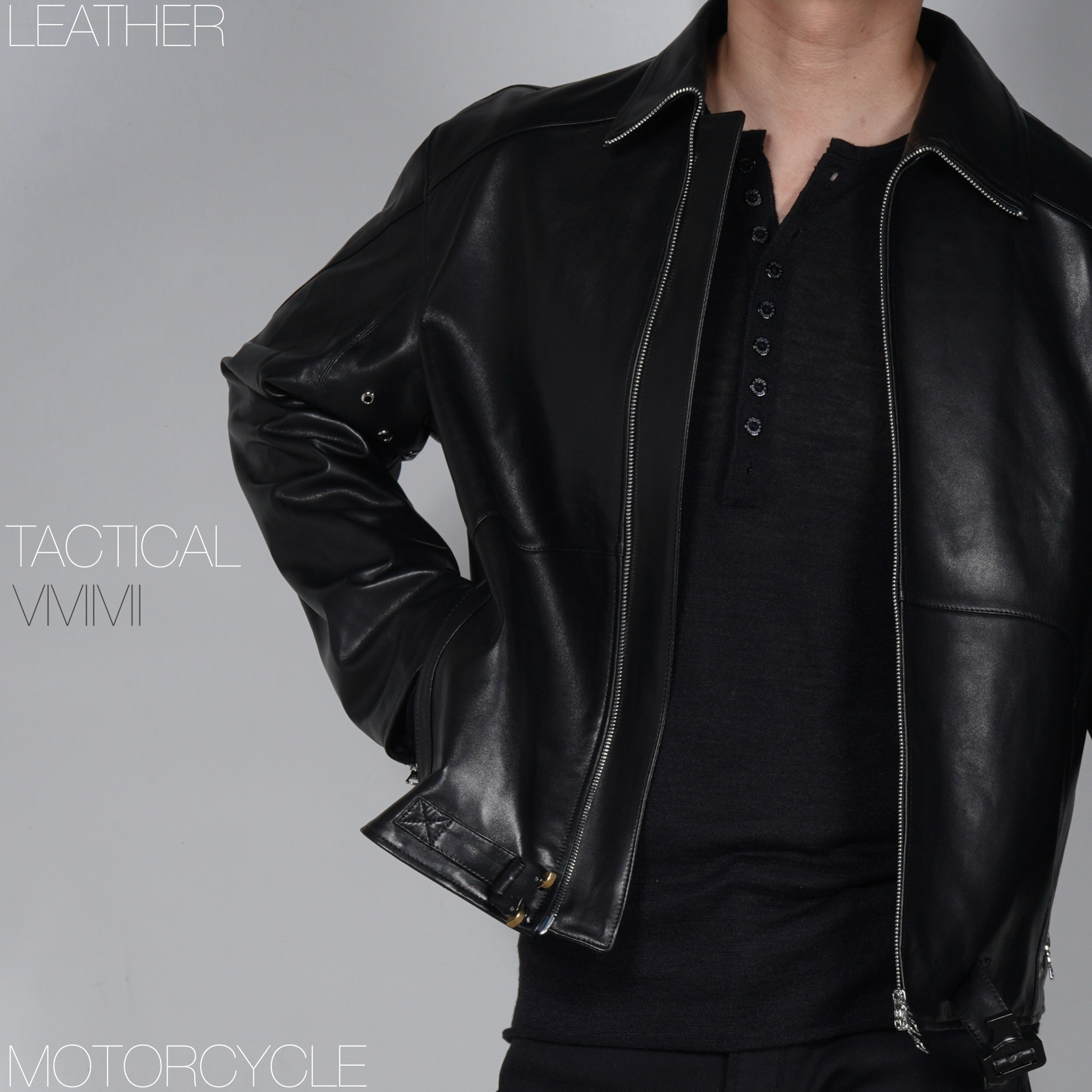 柔软暗黑羊皮短宽立体皮衣