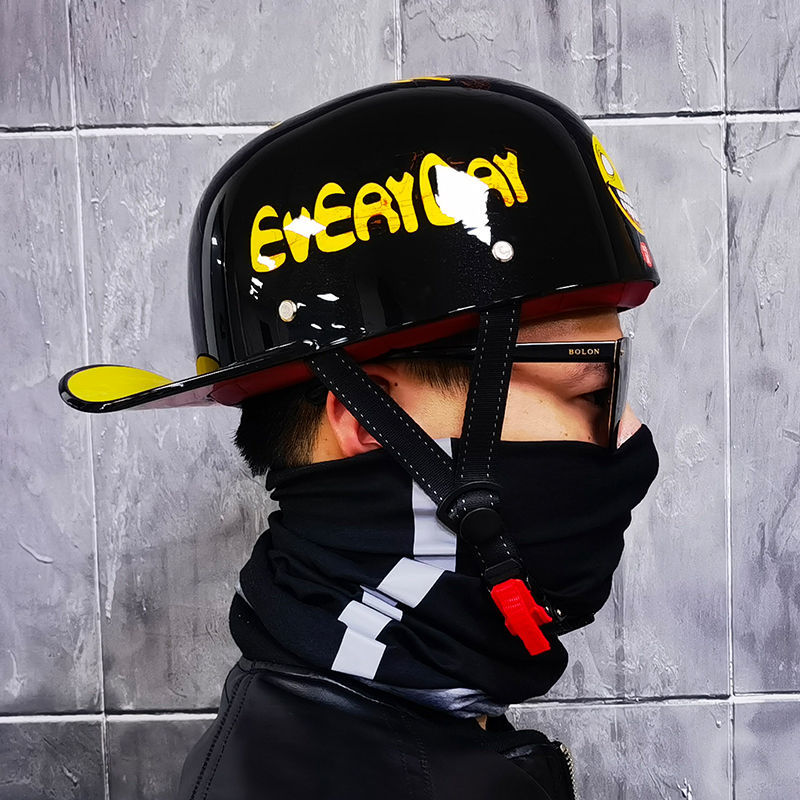 夏季复古匪帮DS个性棒球帽电动车头盔哈雷摩托车半盔瓢盔鸭舌帽盔