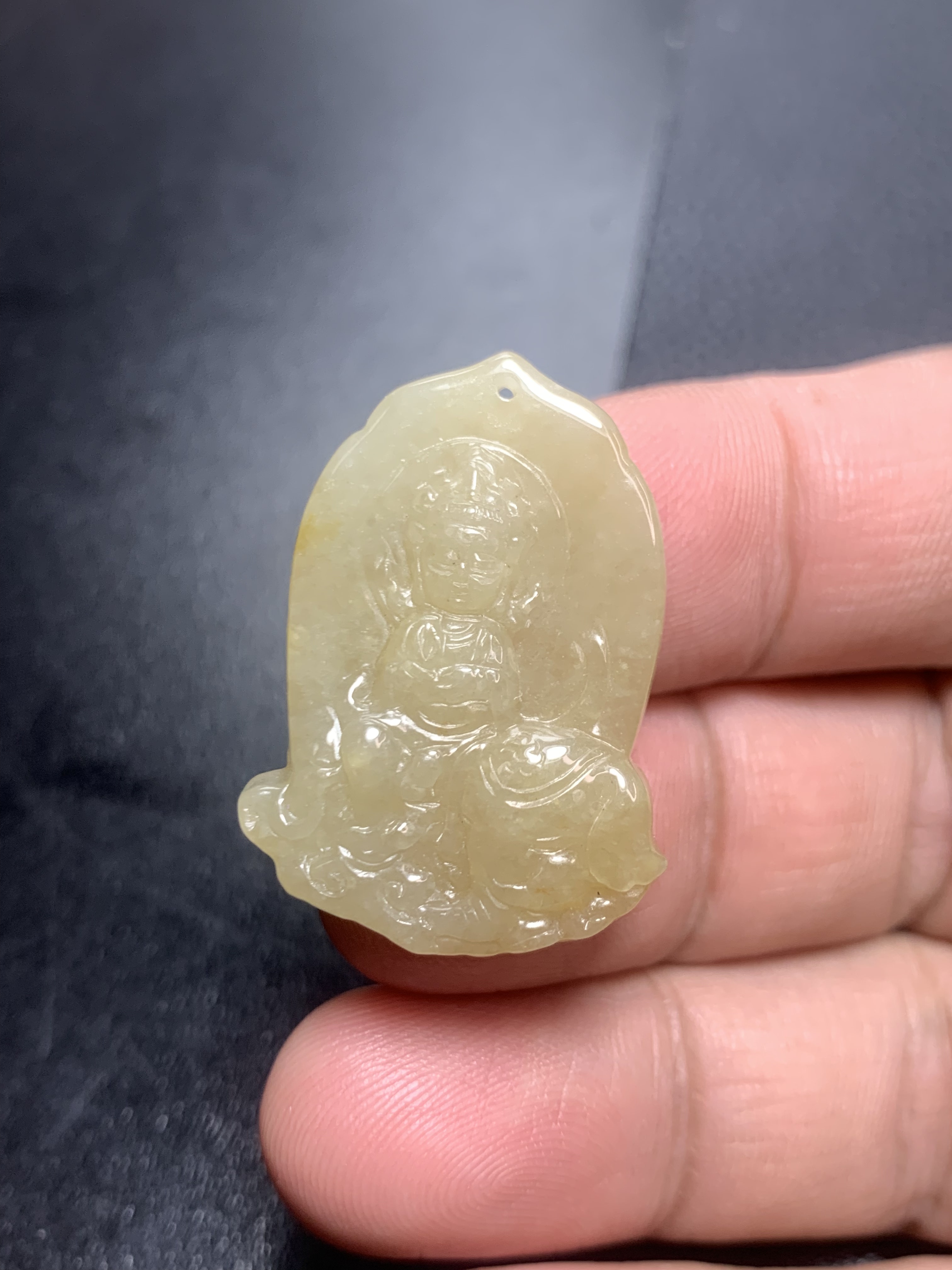 满黄普贤菩萨挂件天然翡翠A货宝宝佛现货