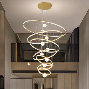 楼梯吊灯意式极简2025年新款豪华复式楼别墅挑空高级感客厅大吊灯