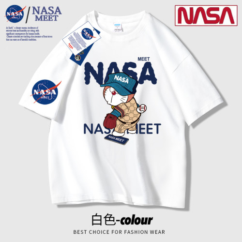 NASA联名款夏季新款短袖t恤男女同款纯棉半袖宽松印花ins潮流休闲