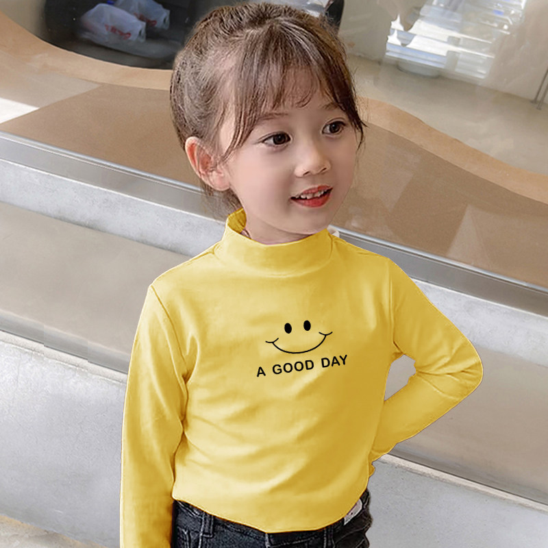 소년과 소녀 2023 새로운 DERONG 가을 겨울 의류 긴팔 티셔츠 반 터틀넥 바닥 셔츠 아동용 두꺼운 열 탑