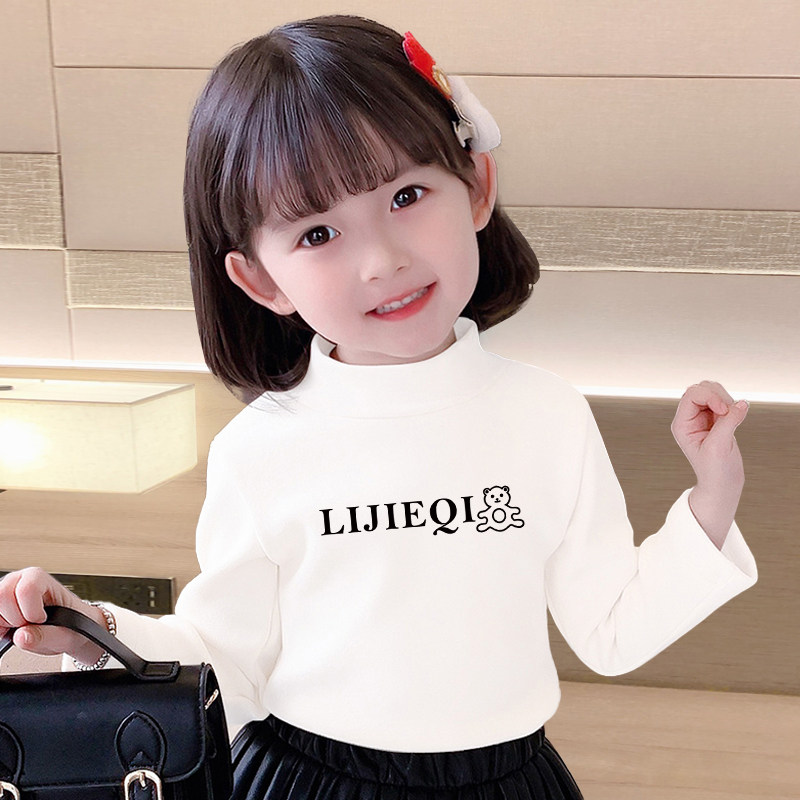 소년과 소녀를위한 어린이 양면 독일 벨벳 하프 터틀넥 셔츠 셔츠 열 속옷  가을 겨울 긴팔 탑