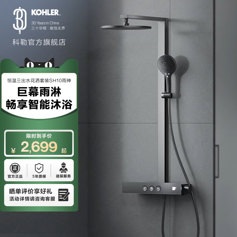 大置物恒温花洒科勒大顶喷