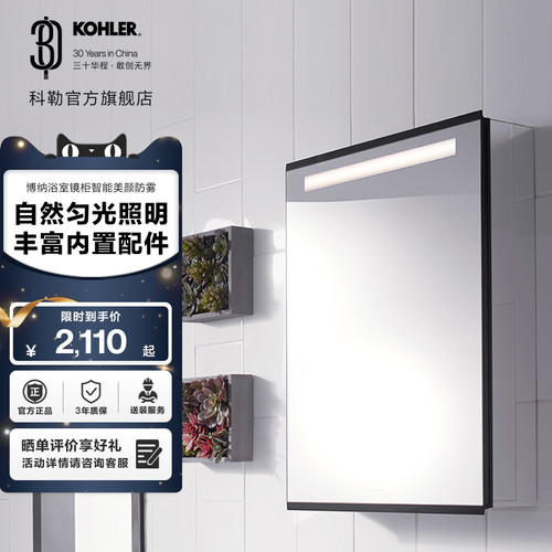 科勒浴室镜柜带灯防雾卫生间