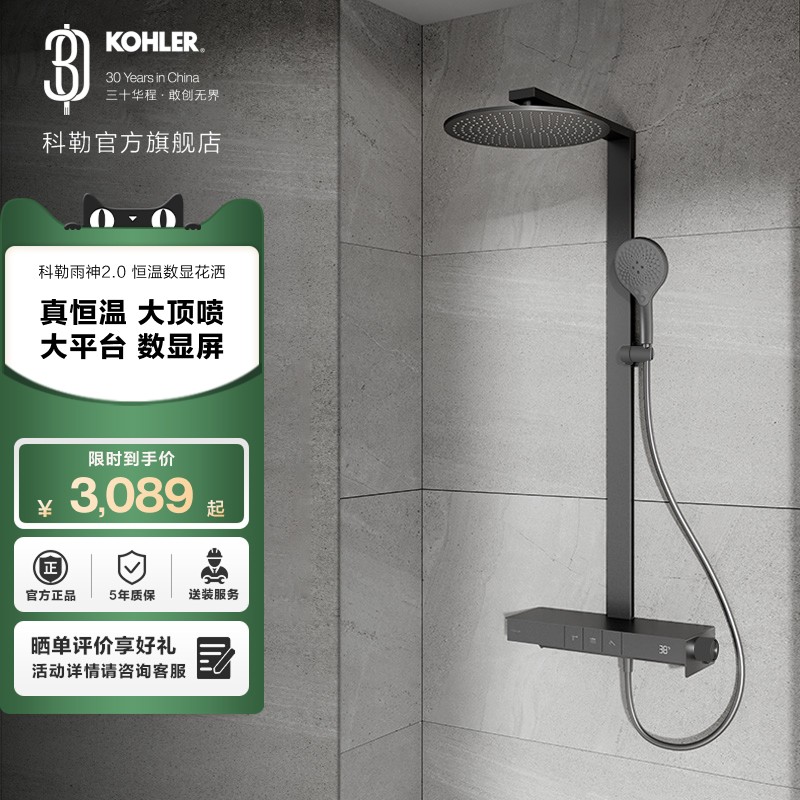 大置物恒温花洒科勒大顶喷