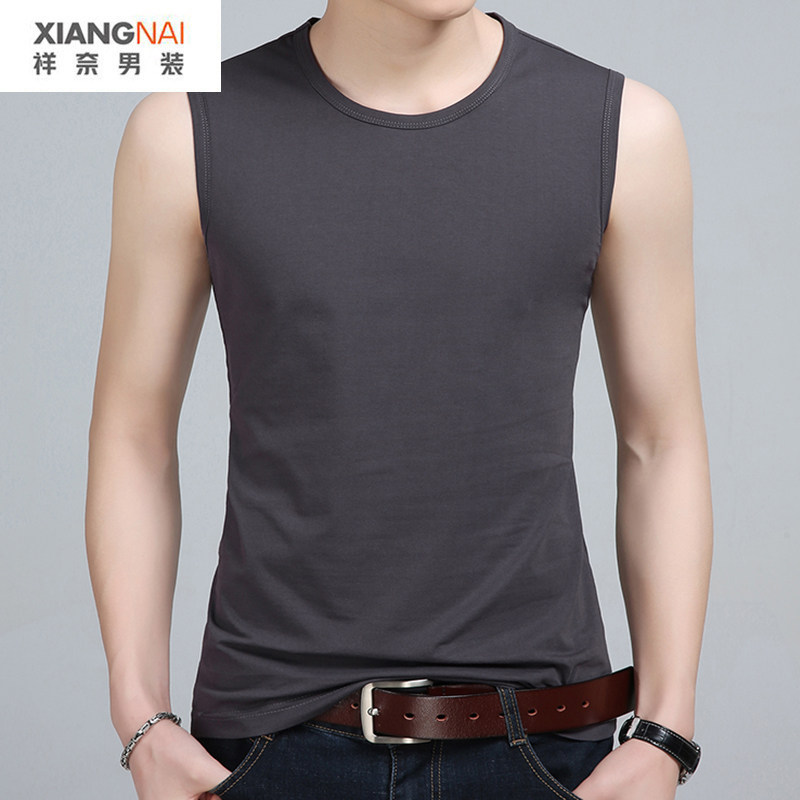男士宽肩背心夏季潮外穿纯棉汗衫运动健身无袖t恤夏天中年40土