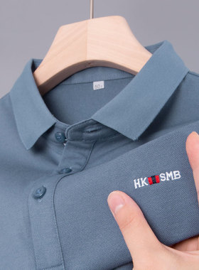 轻奢中年pro男士短袖t恤冰丝poli爸爸夏装POLO衫plol上衣服40岁50
