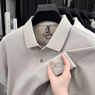2025男士夏季新款短袖POLO衫中年爸爸装翻领长袖t恤战马刺绣上衣
