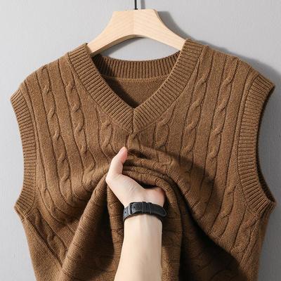 男士秋冬季保暖100羊毛背心坎肩