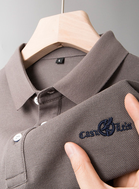 中年男士爸爸夏装短袖t恤poli上衣服polo衫冰丝plol父亲珠地棉pro