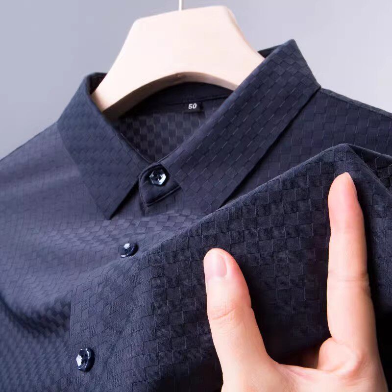 高端POLO衫男士长袖t恤中年爸爸春秋夏装冰丝上衣服薄款轻奢衬衫