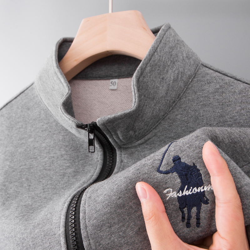 中老年男士运动休闲款春秋季polo上衣服开衫卫衣爸爸装外套纯棉土