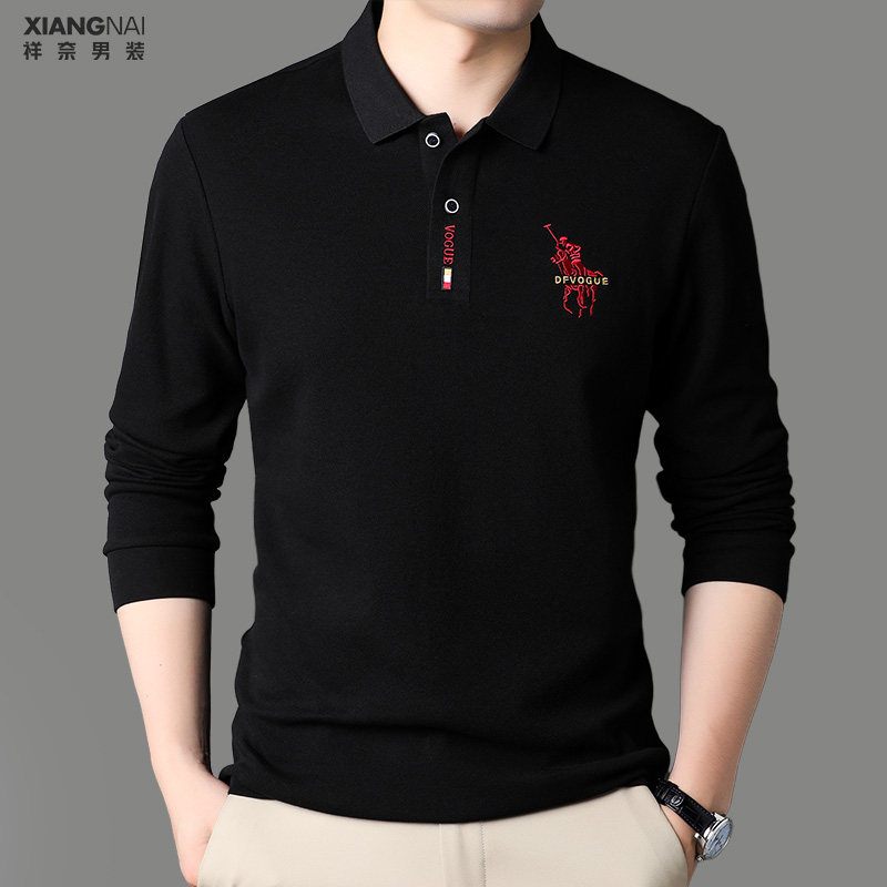 男士秋衣外穿秋冬季新款纯棉保罗Polo衫长袖t恤内暖内搭翻领男装