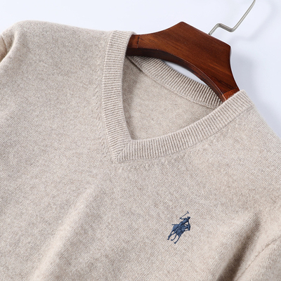 男士高端v领100纯羊毛衫