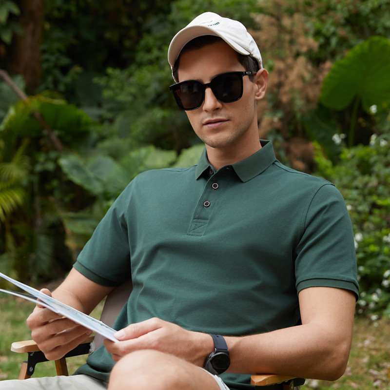 100纯棉2024新款纯色POLO衫男士短袖T恤中年爸爸夏季商务休闲上衣
