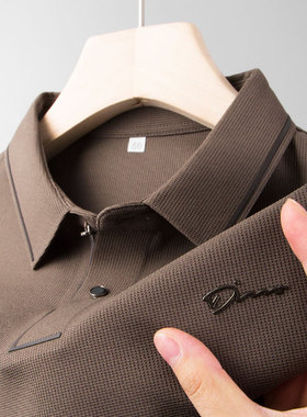 男士冰丝上衣polo衫中年pro爸爸夏装短袖t恤p0lo体恤poli凉感plol