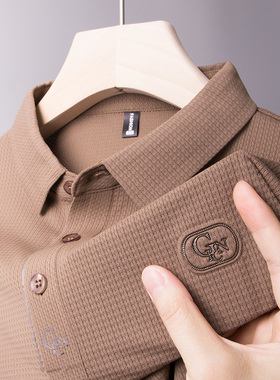 男士POLO衫短袖t恤poli中年爸爸夏装polou冰丝上衣plol丅血土体恤