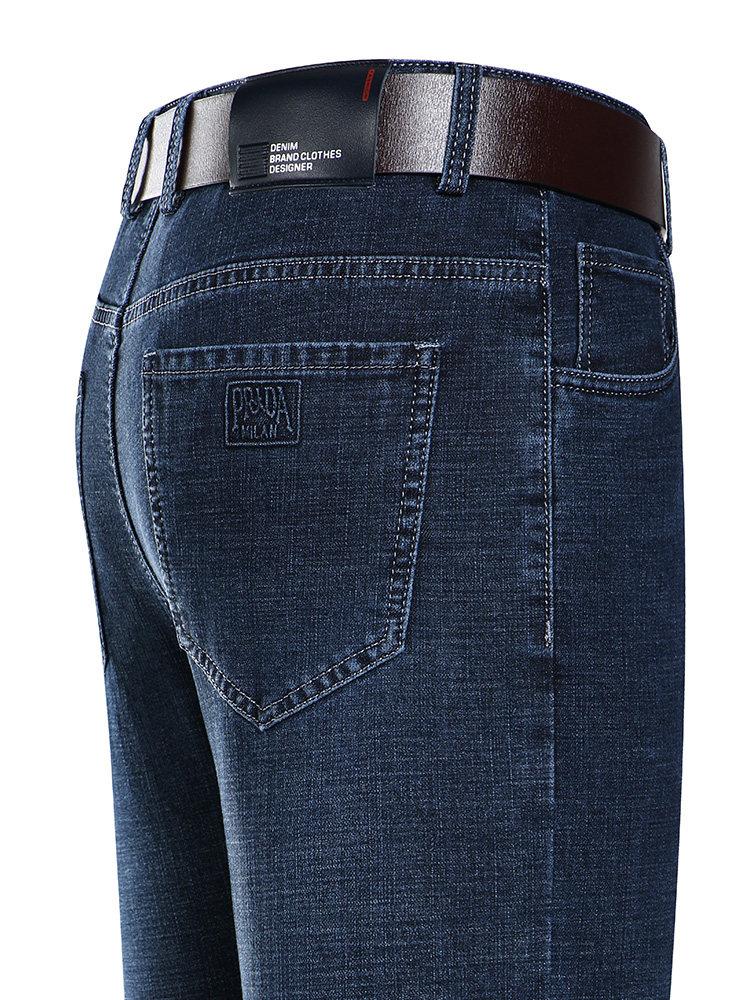 高端中年人爸爸装牛仔裤男士休闲款男裤子POLO衫春秋冬季搭配衬衫