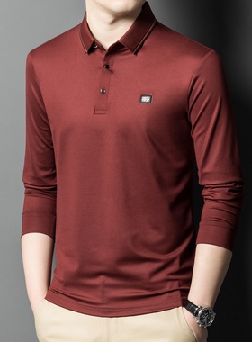 高端中年爸爸秋冬装上衣服男士长袖T恤卫衣polo衫体桖plol秋衣