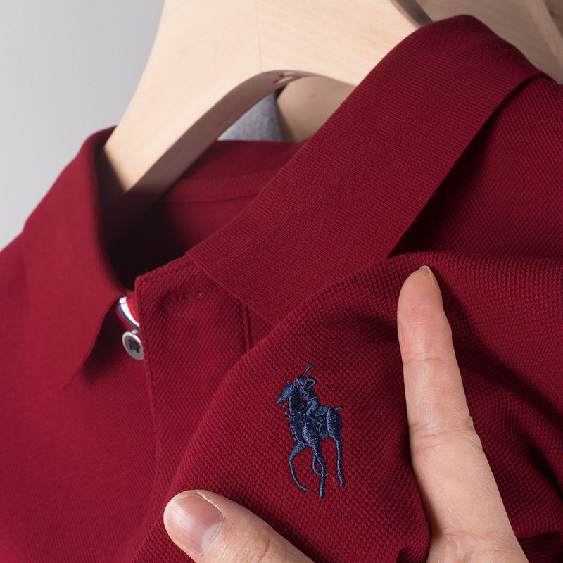 男士短袖T恤爸爸春夏季上衣喜公公结婚宴婚本命年红色长袖polo衫