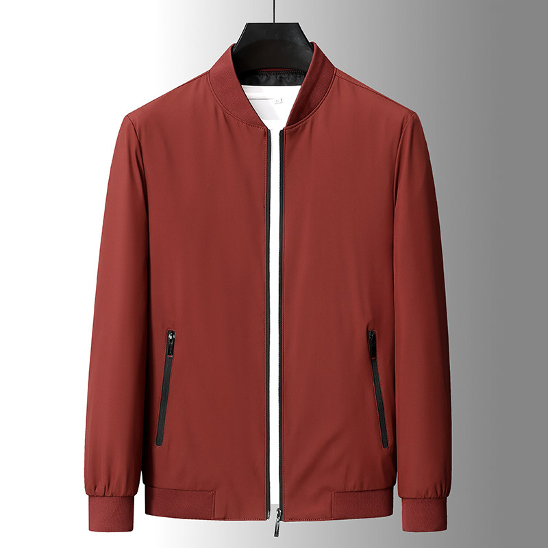 中年喜爸爸春秋款衣服公公上衣外套结婚礼服婚宴装夹克本命年红色