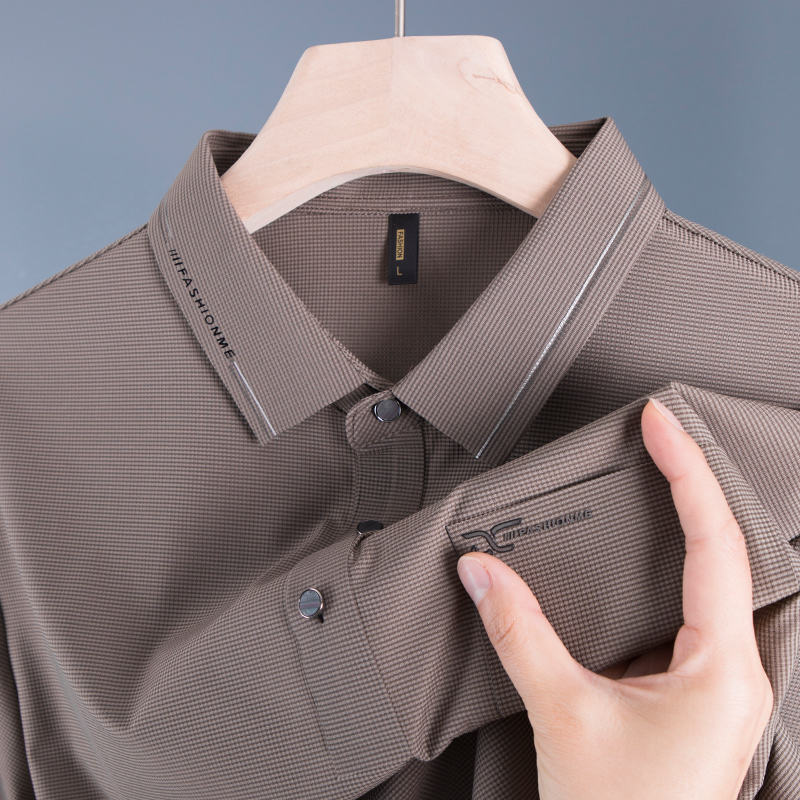 爸爸装T恤凉感无痕plol口袋上衣