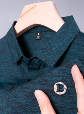 男士polo衫短袖T恤中年爸爸夏装冰丝plol上衣服poli衬衫领popo土