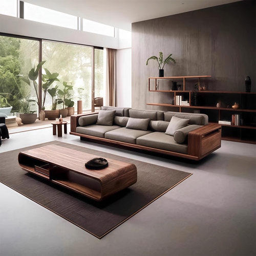 新中式实木沙发定制黑胡桃木